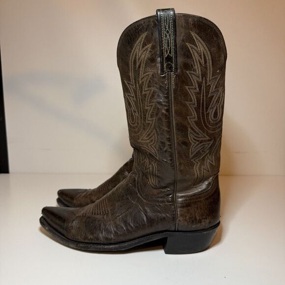 Lucchese 1883 Corbin Mad Dog Goat  Cowboy Boots Chocolate N1556R4 Size 10 D - Picture 2 of 12